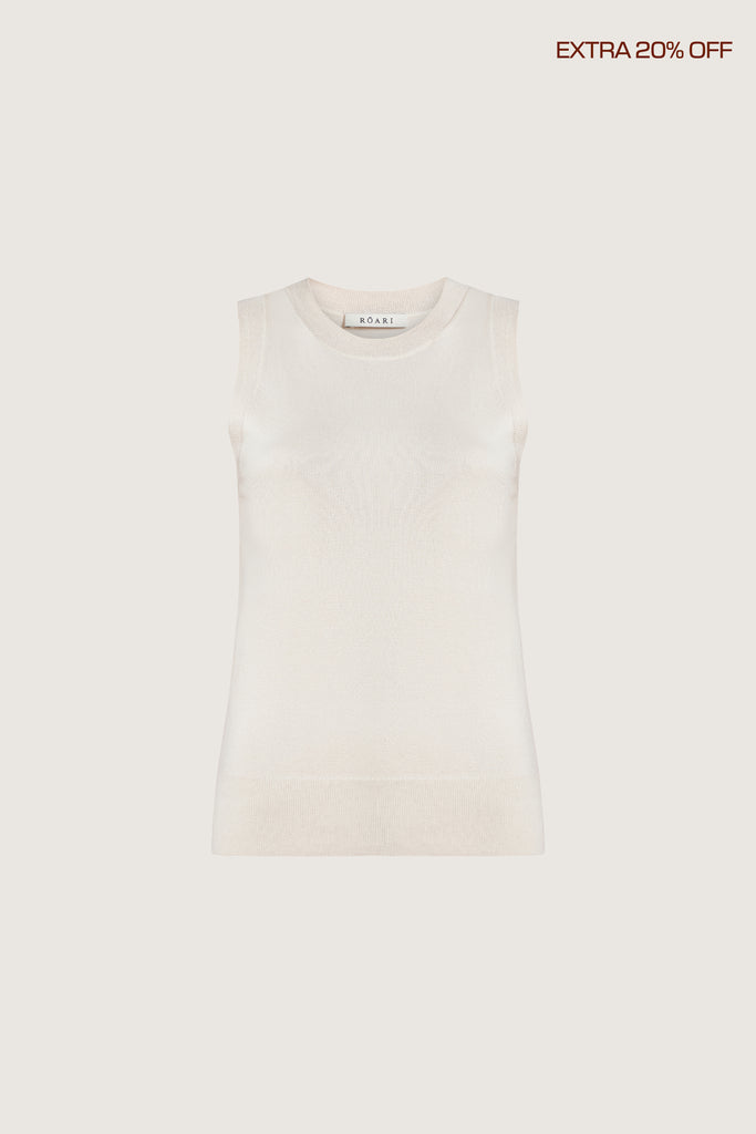  Margot Tank -Crew neck tank-Lightweight silk-cashmere blend-Ribbed trim at neckline, armholes, and hem-Standard length for tuck or untuck stylingIngryd is 5'10