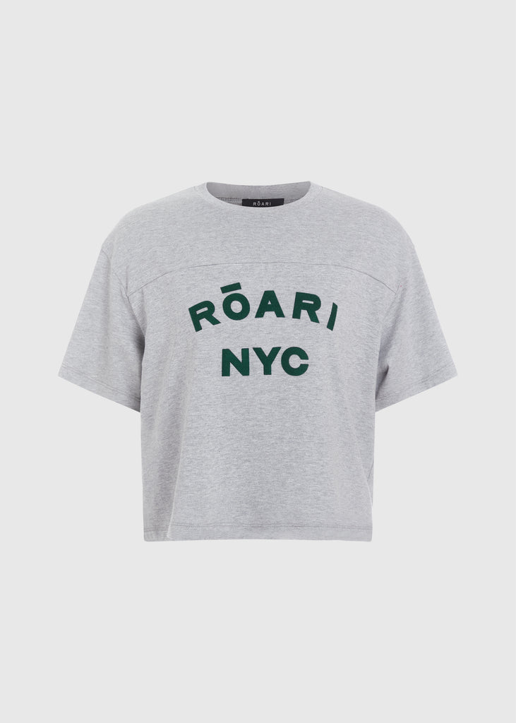 Grey Branded Danny Tee | The Archive An oversized drop shoulder t-shirt made from 100% lightweight cotton featuring felt appliqué ROARI branding. Cut with a semi-cropped boxy fit.All items within The Archive Collection are FINAL SALE.Subscribe to our newsletter to unlock an additional offer exclusive to the archive sale.