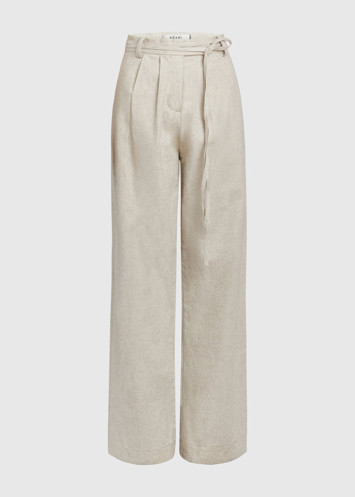 Oatmeal Louise Trouser These dual pleated mid-rise linen trousers feature a straight relaxed fit and includes a self-fabric detachable belt.Styled with The Louise Top | The Louise Shirt