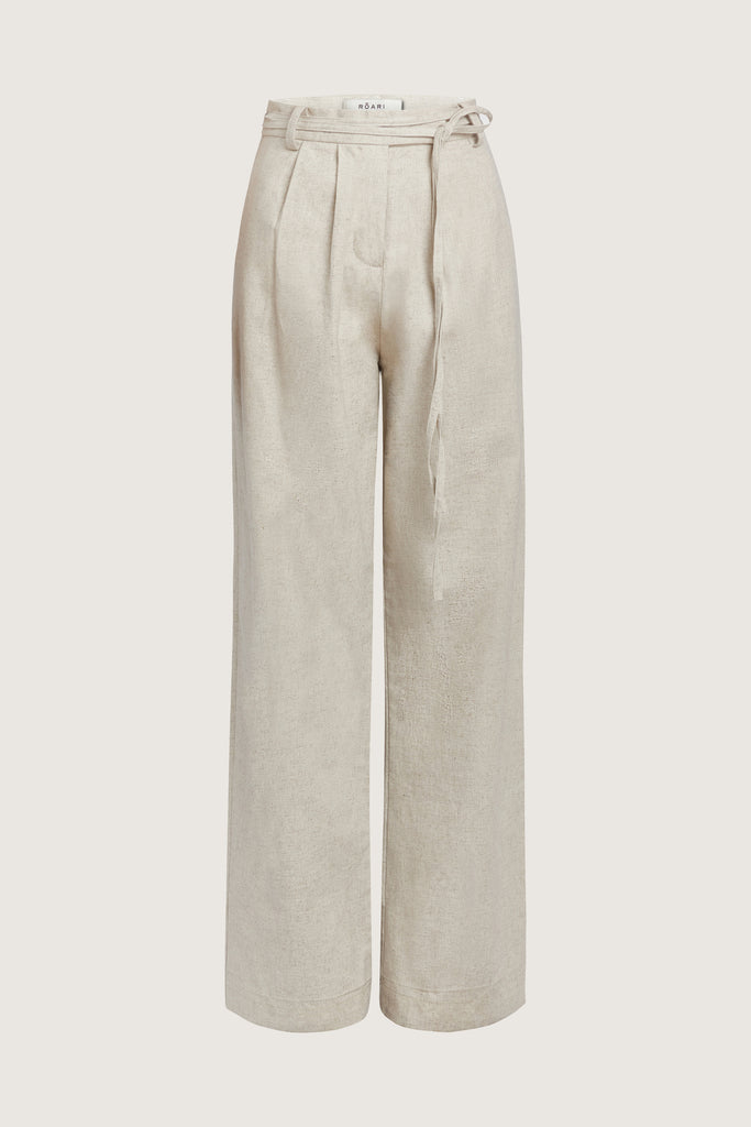 Oatmeal Louise Trouser These dual pleated mid-rise linen trousers feature a straight relaxed fit and includes a self-fabric detachable belt.Style with The Louise Top | The Louise Shirt